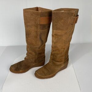 SOREL Toronto Elk Size 9.5 Tan Suede Wedge‎ Heel Knee High Boots 1554661286